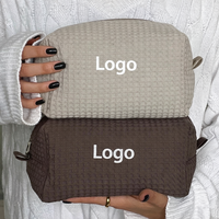Pochette cosmétique gaufrée en coton grande capacité avec logo personnalisé 2026 – Sac de maquillage multifonctionnel pour voyage