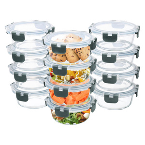 Nouvelle conception moderne, récipients alimentaires en verre pressé côtelé, compatibles micro-ondes, boîtes à lunch, couvercles anti-fuite, adaptés au congélateur - Product Image 1