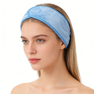 Bandeau en velours flanelle super doux 8*60cm avec logo brodé et velcro pour le yoga, le sport, le spa, le lavage du visage, le démaquillage et le bain - Product Image 1