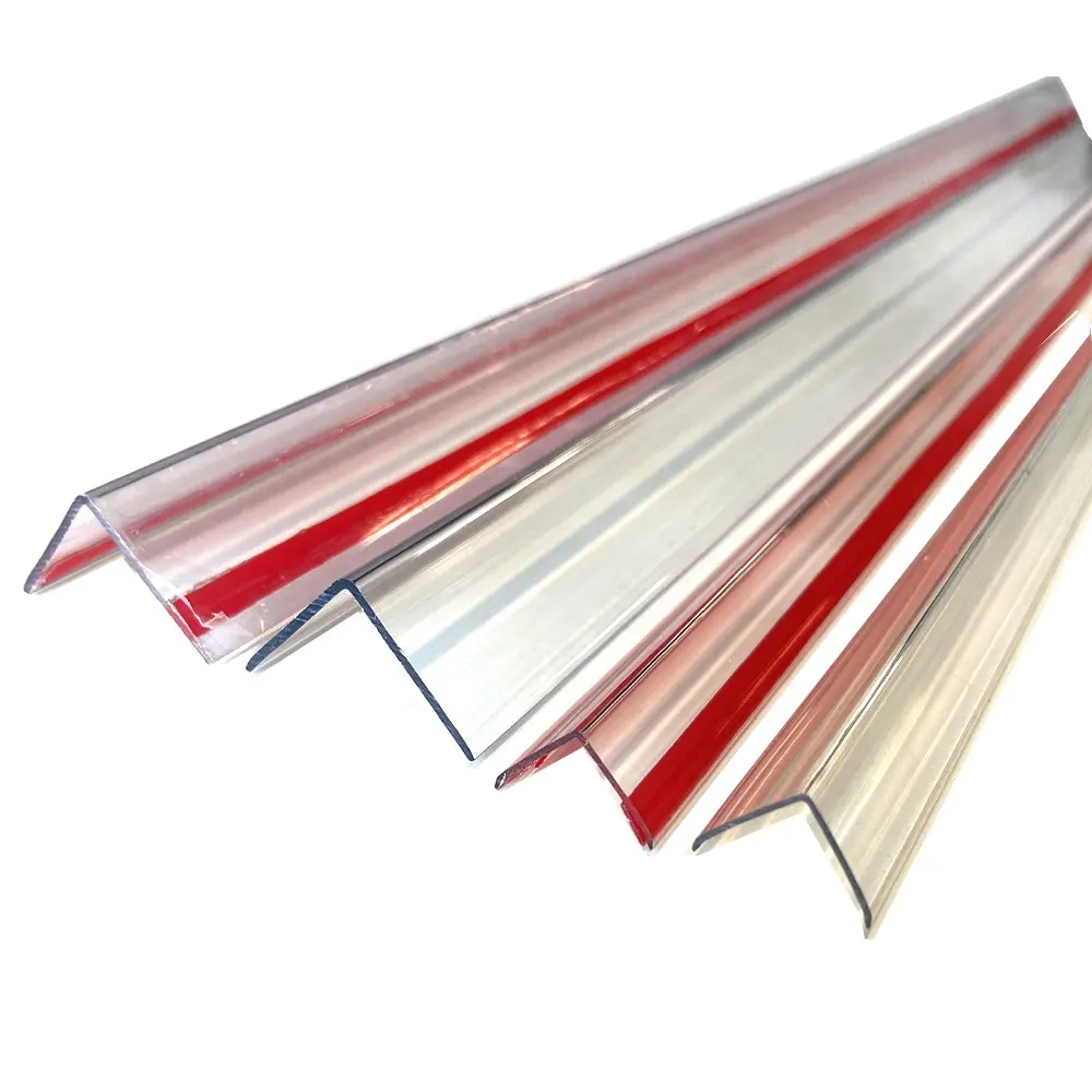 Barra angolare in plastica acrilica per pc in PVC trasparente profilo in PVC autoadesivo a forma di L striscia di rivestimento per edifici in estrusione di plastica personalizzata