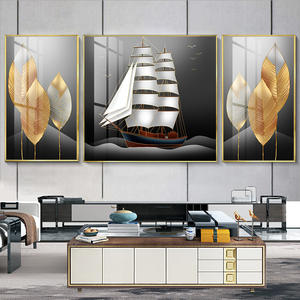 Fabbrica divano parete 5D Dream Voyage telaio in lega <span class=keywords><strong>di</strong></span> alluminio cristallo porcellana <span class=keywords><strong>mare</strong></span> barca pittura murale per soggiorno decorativo - Product Image 2