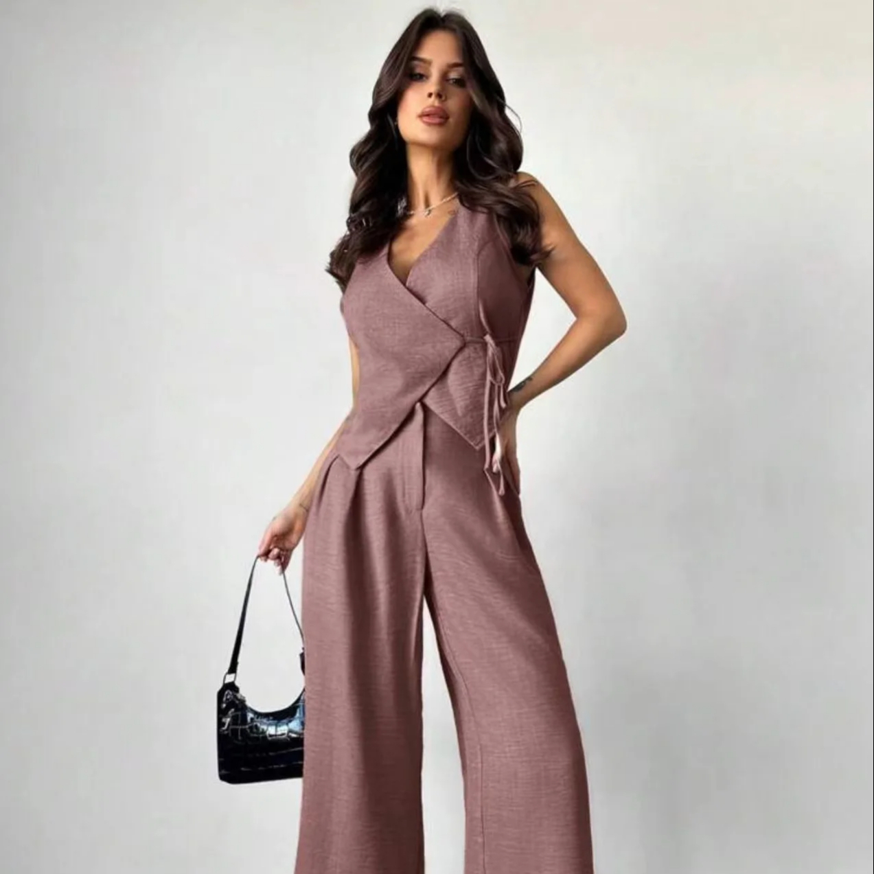 Elegant Women Set, Casual Solid Color Matching Outfit. · image 1