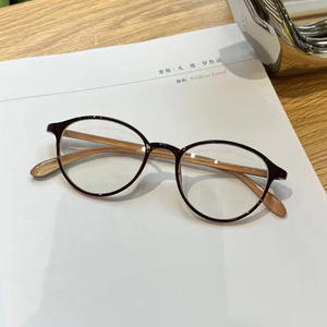 Monturas de gafas retro ovaladas para mujer, lentes de PC con filtro de luz azul, montura completa, color marrón, Danyang L3 9068 - Product Image 4