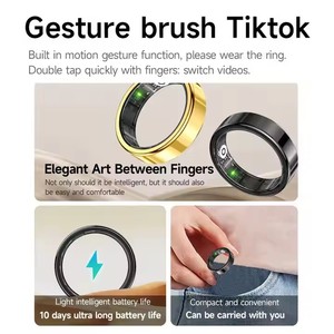Bague Intelligente SR09 avec Suivi <span class=keywords><strong>de</strong></span> Santé, Bluetooth 5.1, Étanchéité 5ATM, Paiement NFC, Analyse du Sommeil, Photo par Geste pour Hommes, Suivi Quotidien <span class=keywords><strong>de</strong></span> la Santé - Product Image 2