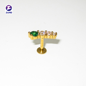 Labret <span class=keywords><strong>en</strong></span> acier chirurgical 316L à triple zircone cubique ronde, à visser, à dos plat, pour cadeau de mariage pour enfants - Product Image 2