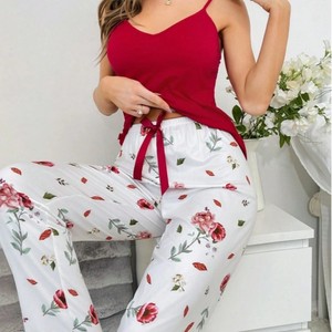 Traje de pantalón con <span class=keywords><strong>tirantes</strong></span> estampado para mujer, informal y cómodo, con rayas, ideal para uso diario y en casa. - Product Image 4