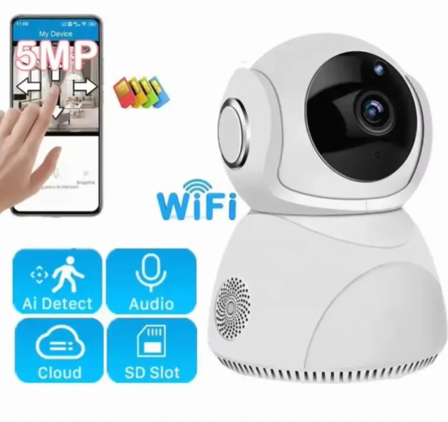 Indoor 3.0MP & 5.0MP AI Auto Tracking CCTV Ptz Wifi Camera with H.265 HD Smart Life App Night Vision CMOS Sensor Built-in Mic