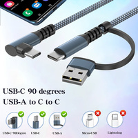 3m 2m 1m 60W QC & PD 2-en-1 USB A & C vers USB C Cordon de chargeur rapide pour MacBook Pro/Air iPad Pro/Mini/Air Samsung Galaxy
