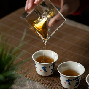 Chinese Style Porcelain <b>Tea</b> Cup With Blue Calligraphy Dehua Ceramic Tasting Cup For Gongfu <b>Tea</b> <b>Set</b> - Product Image 4