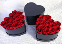 Kotak Hadiah Berbentuk Hati Buatan Tangan dengan Bunga Mawar Abadi untuk Hari Valentine, Hari Ibu, Natal, Wisuda.