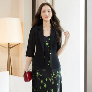 White Three Quarter Sleeve Blazer Women Fitted Waist Elegant Ol Style Suit Set Spring Summer 2026 - Product Image 2
