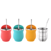Vaso de Acero Inoxidable 18/8 para Yerba Mate, Aislado al Vacío de Doble Pared, con Bombilla para Té Argentino