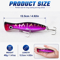 Toptan DUHNNUG 10 Renk Yüzey Su Popper Yemi 12.5cm 40g Sıçrayan Yapay Sert Yem Fabrika Tedarikli Deniz Tatlı Su Nehir