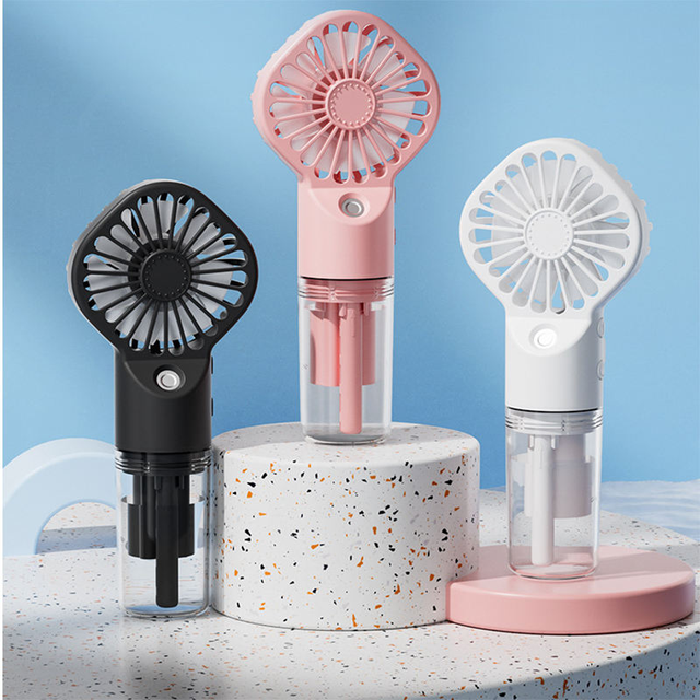 Portable Rechargeable Battery Operated Misting Fan Handheld Spray Water Mist Fan Foldable Personal Air Cooling Fans for Home Use