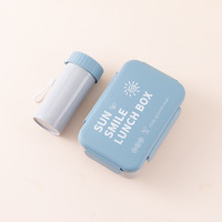 Boîte à lunch Bento en plastique pour enfants et adultes avec bouteille d'eau Conteneur alimentaire étanche à 3 compartiments pour micro-ondes