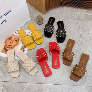 Zapatillas de goma tejidas a mano para mujer, <span class=keywords><strong>Sandalias</strong></span> planas de cuero con punta cuadrada, Pies Descalzos, para verano y otoño, <span class=keywords><strong>2021</strong></span> - Product Image 3