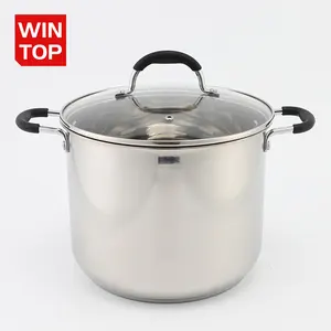 10L 14L Sopa Post Aço Inoxidável Cooking Stock Pote Com Tampa De Vidro