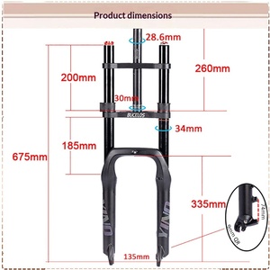 <span class=keywords><strong>Fourche</strong></span> avant de vélo de montagne <span class=keywords><strong>20</strong></span> <span class=keywords><strong>pouces</strong></span> en alliage d'aluminium avec suspension pneumatique, débattement de 180 mm, double épaule pour vélos de neige - Product Image 2