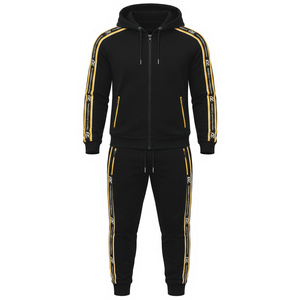 Sudadera con capucha de diseño personalizado con rayas para gimnasio y fitness para hombre, al por mayor, de algodón y forro polar, 400+ gramos, chándales pesados para hombre. - Product Image 1