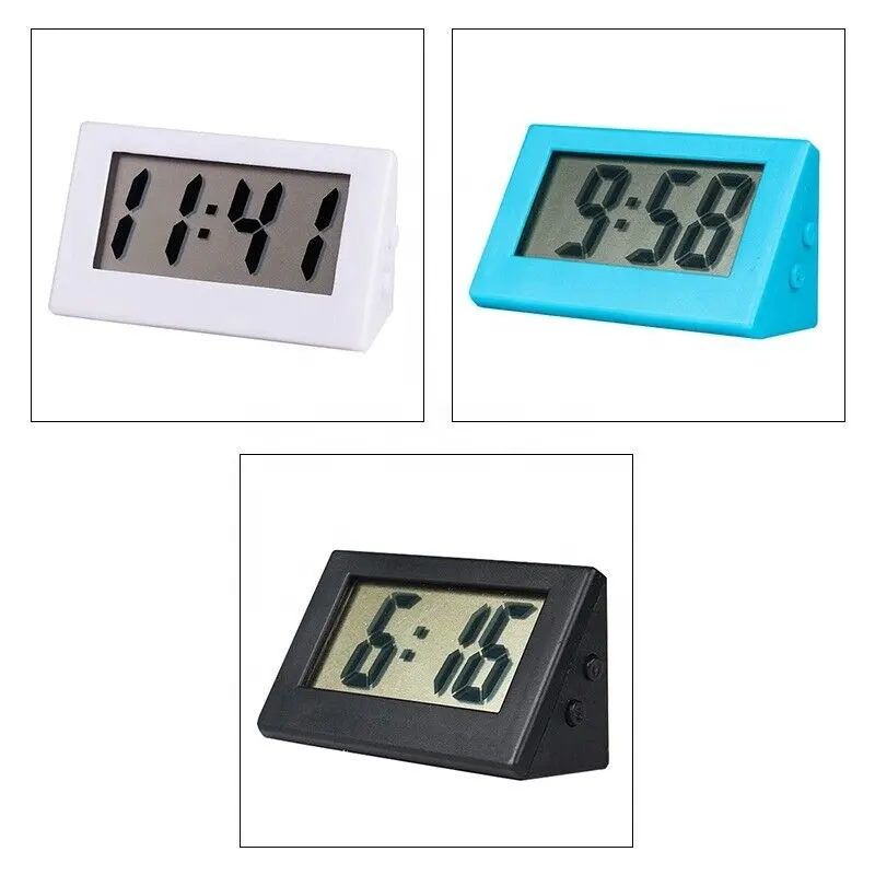 Đa chức năng sáng tạo đầy màu sắc hiển thị nhiệt độ lịch đơn giản LCD kỹ thuật số Đồng hồ báo thức học sinh thi câm Đồng hồ để bàn