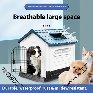 Großes Dreiecks muster Wasserdichtes, regens ic heres Hundehütte aus massivem Kunststoff für mittelgroße Hunde im Freien - Product Image 3