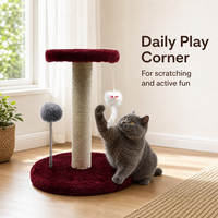 En gros Arbre à chat en sisal et bois avec griffoir, plateforme en peluche et souris suspendue avec balle à ressort - Écologique et durable pour chatons OEM/ODM