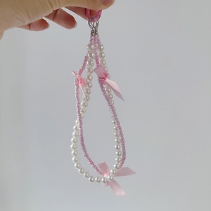 Chaîne de <span class=keywords><strong>téléphone</strong></span> double couche en perles avec nœud, pendentif et breloque tendance pour téléphones, cordon fait main, breloque de <span class=keywords><strong>téléphone</strong></span> en perles - Product Image 5