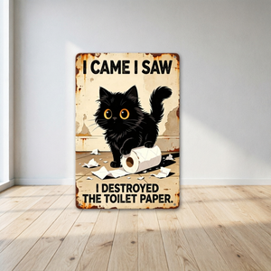 Plaque murale vintage rétro en métal « J'ai venu, j'ai vu, j'ai détruit le papier toilette » – Décoration amusante pour <span class=keywords><strong>la</strong></span> maison et <span class=keywords><strong>la</strong></span> salle de bain - Product Image 1