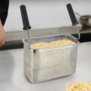 Pasta Basket Fine <b>Mesh</b> Double Handle Perforated Design <b>Strainer</b> Cooking Basket For Pasta - Product Image 5