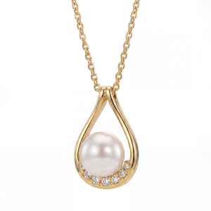 Collar de Perlas de Agua Dulce, Joyería de Cobre, Collar con Colgante de Perla en Forma de Lágrima Dorada para Mujer, Regalo Elegante para Novias - Product Image 1