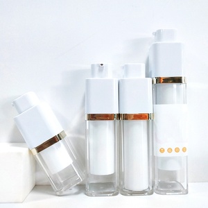 Custom logo 15ml 30ml 50ml Empty square Transparent Twist Plastic Airless Shampoo & Foundation <b>Bottle</b> with White <b>Pump</b> Caps - Product Image 4