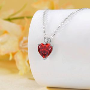 Heart Shaped Garnet January Birthstone <b>Necklace</b> 14K Gold Interlocking Heart Bail Pendant With Tiny Diamond Dainty Daily Wear - Product Image 3