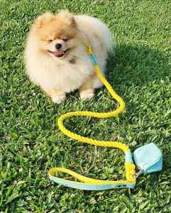 Laisse pour chien en corde tressée faite à la main de 5 pieds, poignée en cuir véritable de qualité supérieure, confortable et durable, 100% coton naturel - Product Image 2