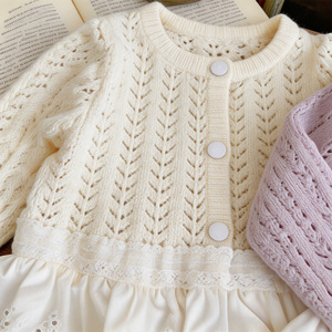 Manteau tricoté pour bébé fille, automne-été, cardigan tendance, haut en maille, vêtements pour bébé fille - Product Image 4
