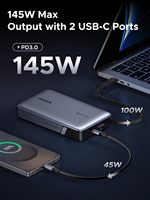 UGREEN PB551 Nexode Power Bank 20000mAh 145W Charge rapide avec câble USB C intégré, chargeur portable pour ordinateur portable 3 ports
