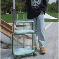 Sac à dos de transport pour animaux de compagnie Kih, portable, double couche, transparent, grande capacité, capsule spatiale, poussette, fermeture éclair, voyage, en plastique