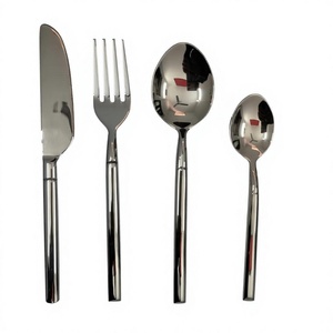 Ensemble de couverts modernes en acier inoxydable, finition miroir, passe au lave-vaisselle, vaisselle de mariage - Product Image 1