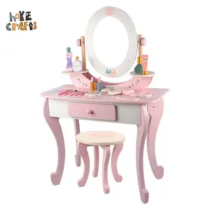 Fancy design girls furniture toy large pretend play game for baby girls wooden elegant dressing table