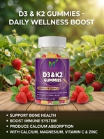 Gummies OEM Vitamine D3+K2, 60 unités, avec Calcium + K2 (MK-7), Citrate de Magnésium, Vitamine C, Force Maximale - Ultime