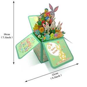 Carte d'invitation d'anniversaire 3D adorable lapin pop-up avec enveloppe, papier à lettres, découpe, impression, vernis mat - Product Image 5