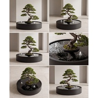 Fontaine d'eau moderne et durable Damla Water Features en acier inoxydable ENS 316L pour bonsaï, 130 cm x H35 cm, 220V/AC 110-220V