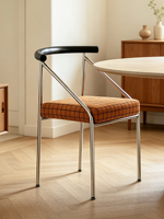 Chaise de salle à manger Bauhaus du milieu du siècle, structure en acier inoxydable, revêtement en lin, meubles de salle à manger durables