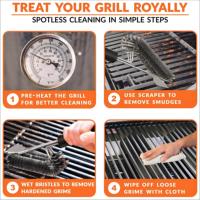 Brosse de nettoyage pour barbecue extra résistante à la chaleur avec long manche en plastique et grattoir en acier inoxydable pour nettoyage à la vapeur – Offre Spéciale