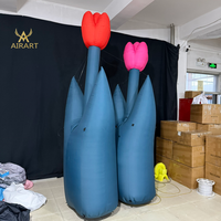 Fleur de tulipe gonflable de haute qualité avec lumière LED intégrée pour la décoration d'expositions et de festivals, fleur gonflable avec souffleur d'air