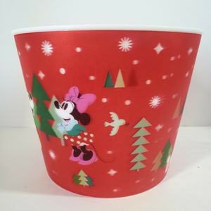 Christmas Decoration 3D Lenticular Printing Portable Storage Bucket Cartoon Round Plastic Popcorn Buckets