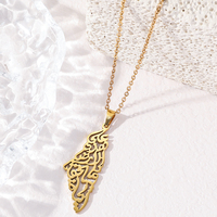 Collar de Acero Inoxidable con Mapa de Palestina, Ayatul Kursi, Alá, Islámico, Árabe, Musulmán, Joyería de Moda, Regalo de Eid al por Mayor