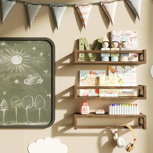Wooden Wall Mounted <b>Shelf</b> 3 Tier Rectangle <b>Pine</b> Natural Color Durable Home Storage Organization - Product Image 3