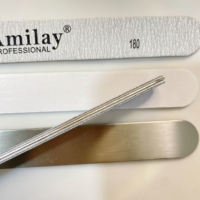 Lime à ongles jetable remplaçable à motif droit simple face en papier de verre émeri avec logo personnalisé en métal, grain 80-320 pour le soin des ongles