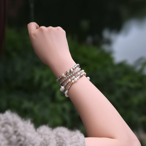 Stainless Steel <b>Beaded</b> <b>Bracelet</b> With Bear Charm Pearl And Metal Beads Fashion Jewelry For Women - Product Image 3