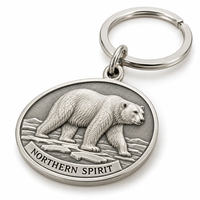 Porte-clés en métal personnalisé avec médaillon en relief d'ours polaire, logo personnalisé, cadeau promotionnel en gros, fabricant OEM de qualité supérieure